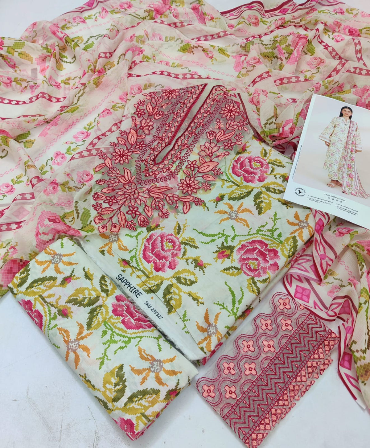 Sapphire 3 Piece - Embroidered Lawn Suit