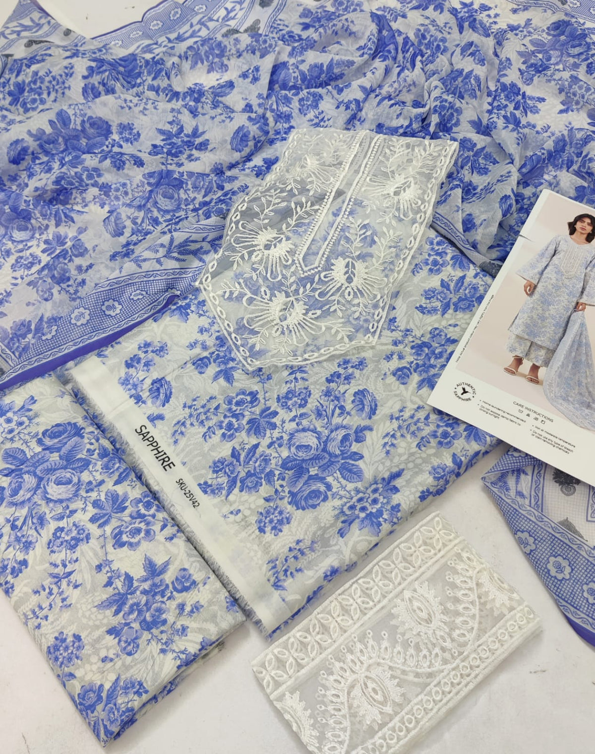 Sapphire 3 Piece - Embroidered Lawn Suit