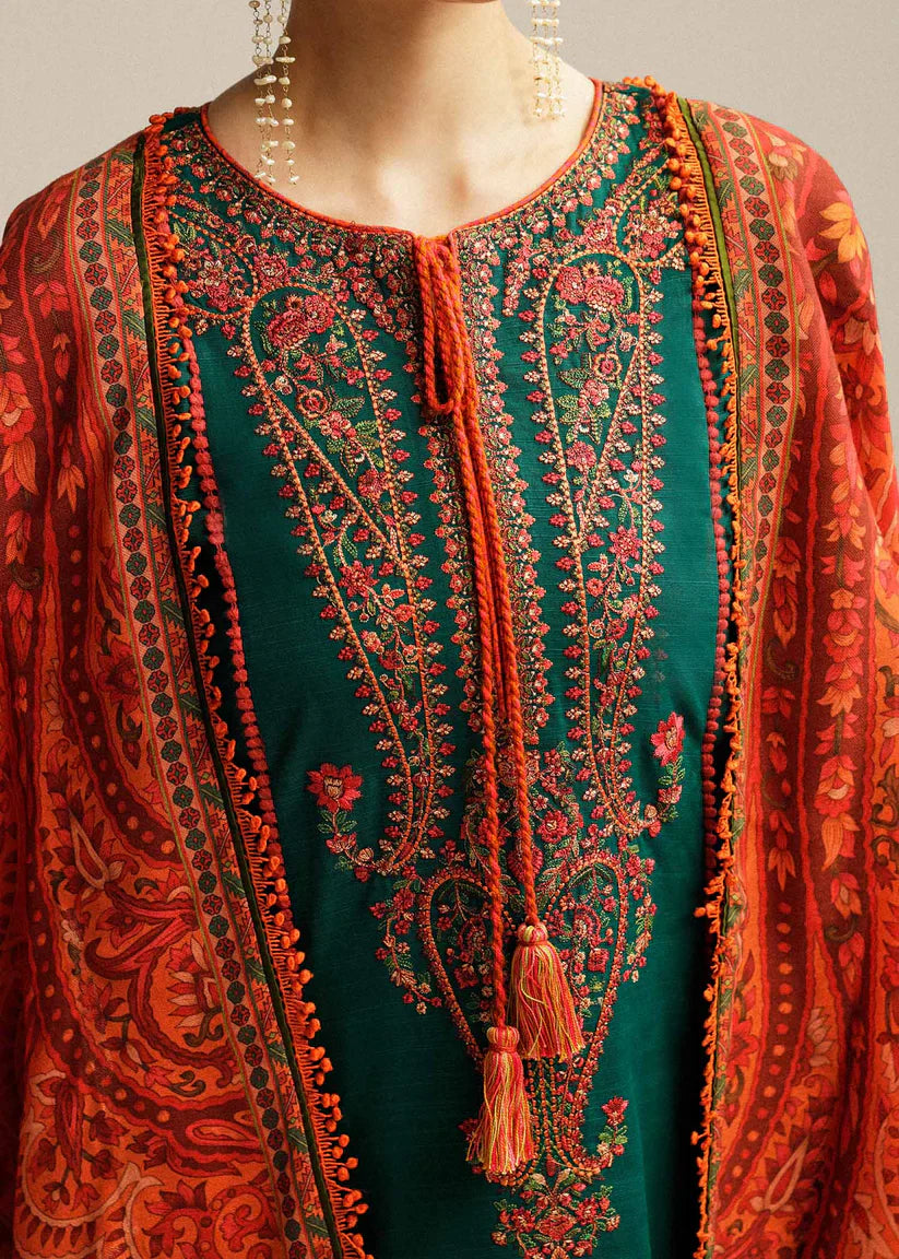 Hussain Rehar Unstitched Luxury Lawn Heavy Embroidered 3PC Suit