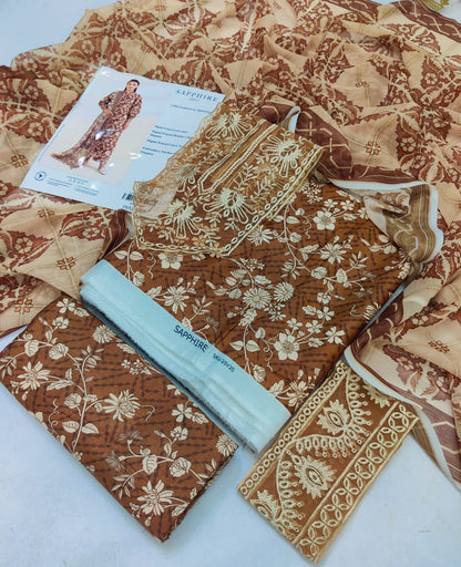 Sapphire 3 Piece - Embroidered Lawn  Suit