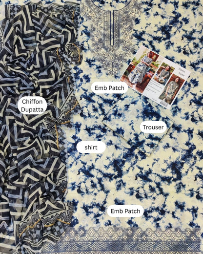 Sapphire 3 Piece - Embroidered Lawn  Suit