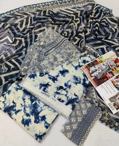 Sapphire 3 Piece - Embroidered Lawn  Suit