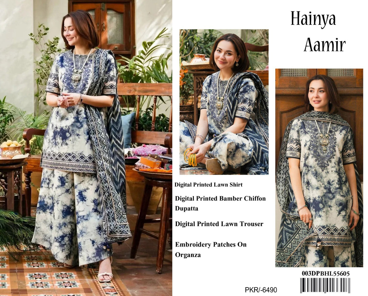 Sapphire 3 Piece - Embroidered Lawn  Suit
