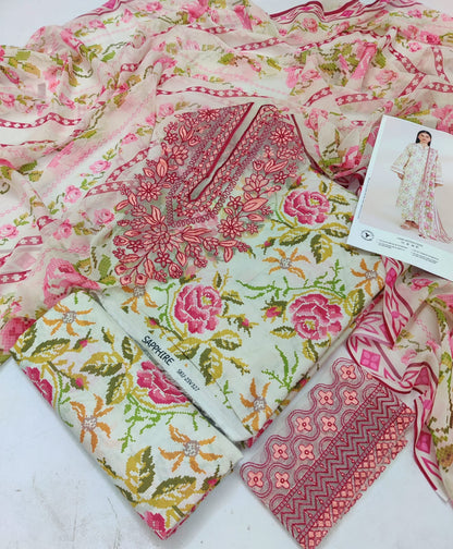 Sapphire 3 Piece - Embroidered Lawn  Suit