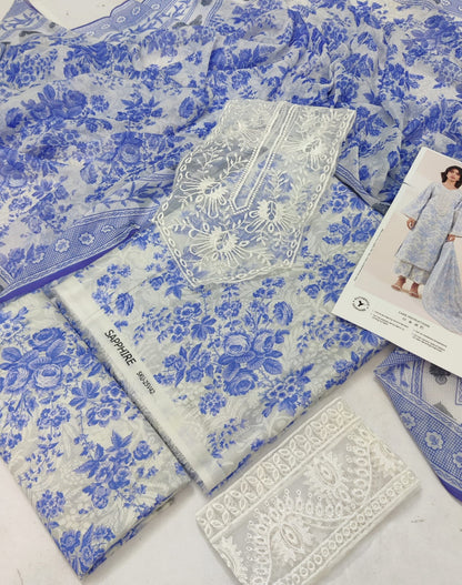 Sapphire 3 Piece - Embroidered Lawn  Suit