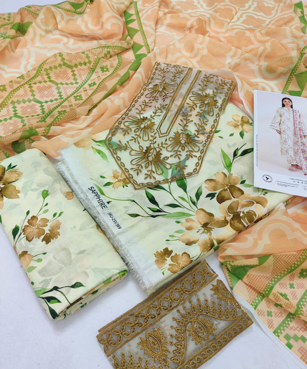 Sapphire 3 Piece - Embroidered Lawn  Suit